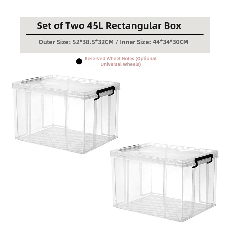 Kutija za pohranu s pravim kutem od prozirne plastike, otporna na kompresiju, prehrambene kvalitete, kapaciteta 110 L