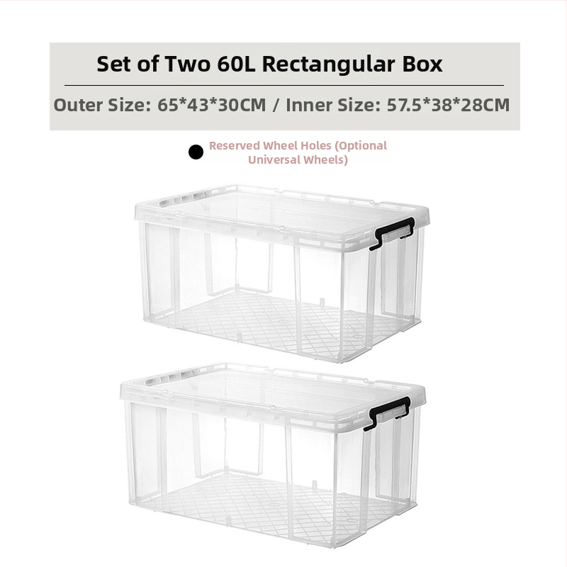 Kutija za pohranu s pravim kutem od prozirne plastike, otporna na kompresiju, prehrambene kvalitete, kapaciteta 110 L