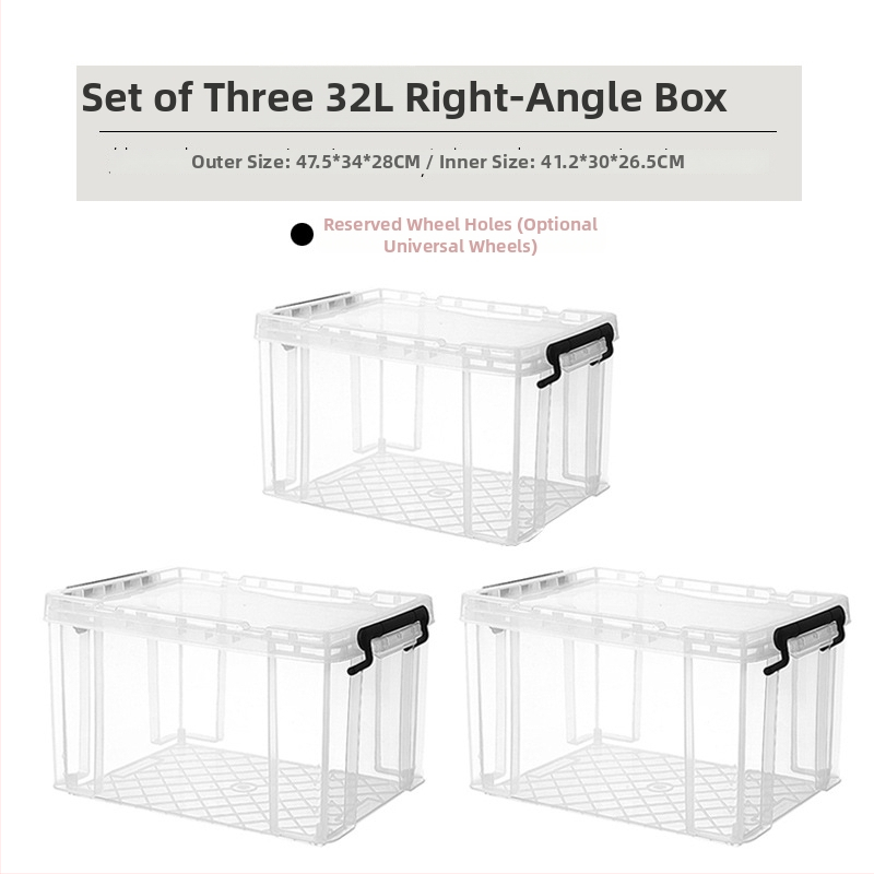 Kutija za pohranu s pravim kutem od prozirne plastike, otporna na kompresiju, prehrambene kvalitete, kapaciteta 110 L