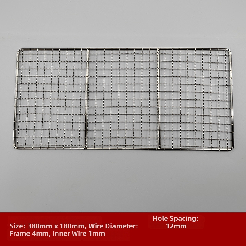 Drôtová mriežka na gril z nerezovej ocele, štvorcový tvar, prenosná, viacúčelová, bezdymová, ľahko čistiaca, elektroplatovanie a bodové zváranie