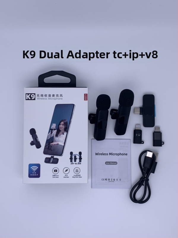 K9 lavalier mikrofón, káblový pre profesionálne nahrávanie a živé vysielanie, SNR ≥70 dB, vstavaná batéria, 5V/5W, výdrž 1-3 h