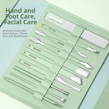 Σετ περιποίησης νυχιών από ανοξείδωτο ατσάλι: κόπτης νυχιών, γυάλινη λίμα για νύχια και κουτάλι για τα αυτιά – φορητό οικιακό σετ