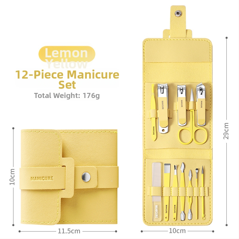 Σετ περιποίησης νυχιών από ανοξείδωτο ατσάλι: κόπτης νυχιών, γυάλινη λίμα για νύχια και κουτάλι για τα αυτιά – φορητό οικιακό σετ