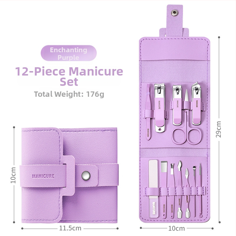 Σετ περιποίησης νυχιών από ανοξείδωτο ατσάλι: κόπτης νυχιών, γυάλινη λίμα για νύχια και κουτάλι για τα αυτιά – φορητό οικιακό σετ