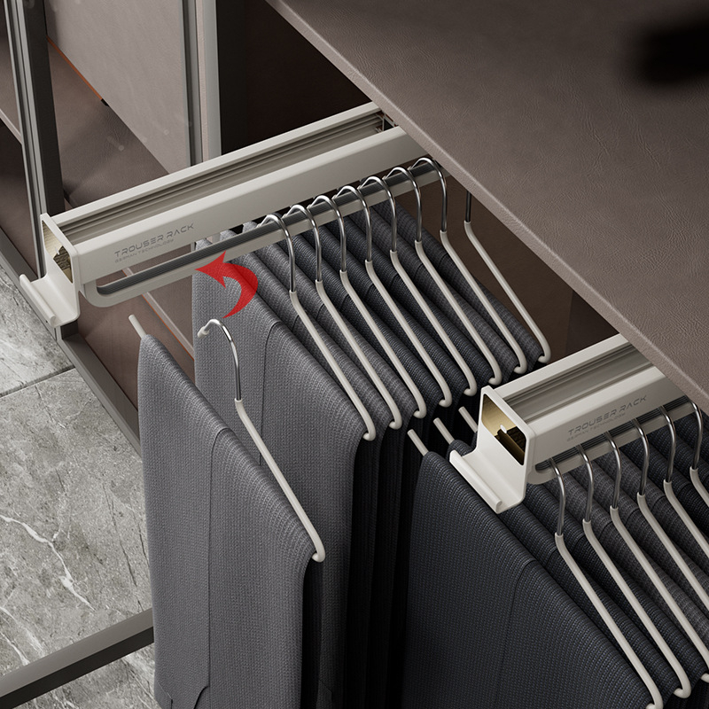 Izvlačni držač za hlače za garderobu, aluminijska legura, model JT-1012, marka Yamiwei, modern minimalistički stil