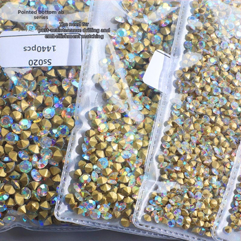 Nokti kristali – Servant A, Princess serija, stakleni i rhinestone kamenci, uzorci kapljica vode i zvjezdica, stil lagani luksuz