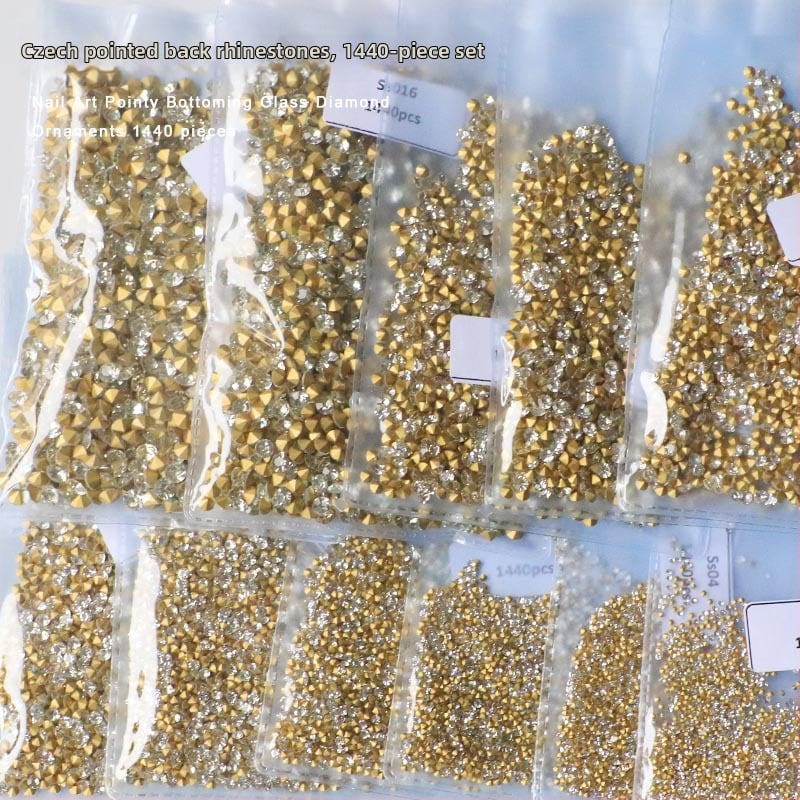 Nokti kristali – Servant A, Princess serija, stakleni i rhinestone kamenci, uzorci kapljica vode i zvjezdica, stil lagani luksuz