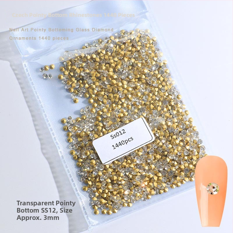 Nokti kristali – Servant A, Princess serija, stakleni i rhinestone kamenci, uzorci kapljica vode i zvjezdica, stil lagani luksuz