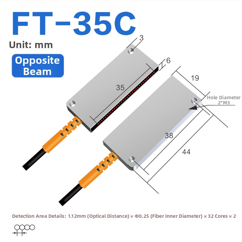 Through-beam optický vláknový matričný senzor zosilňovač pre detekciu oblasti, difúzny odraz