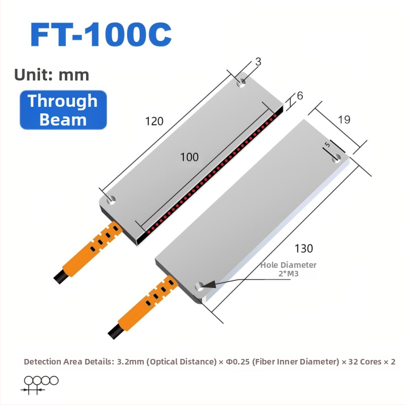 Through-beam optický vláknový matričný senzor zosilňovač pre detekciu oblasti, difúzny odraz