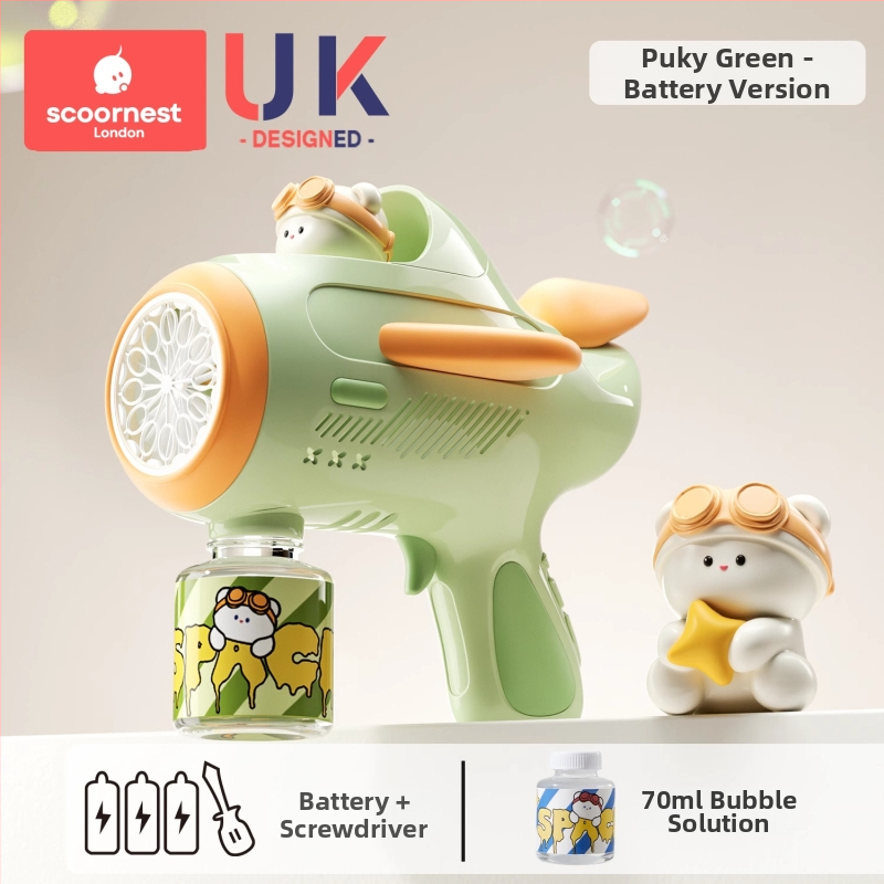 Gyerekeknek buborékfújópisztoly – teljesen automata, nem toxikus, a márka KESCOORL; tartalmaz buborékoldat és koncentrátumokat; akkumulátoros és újratölthető verziók