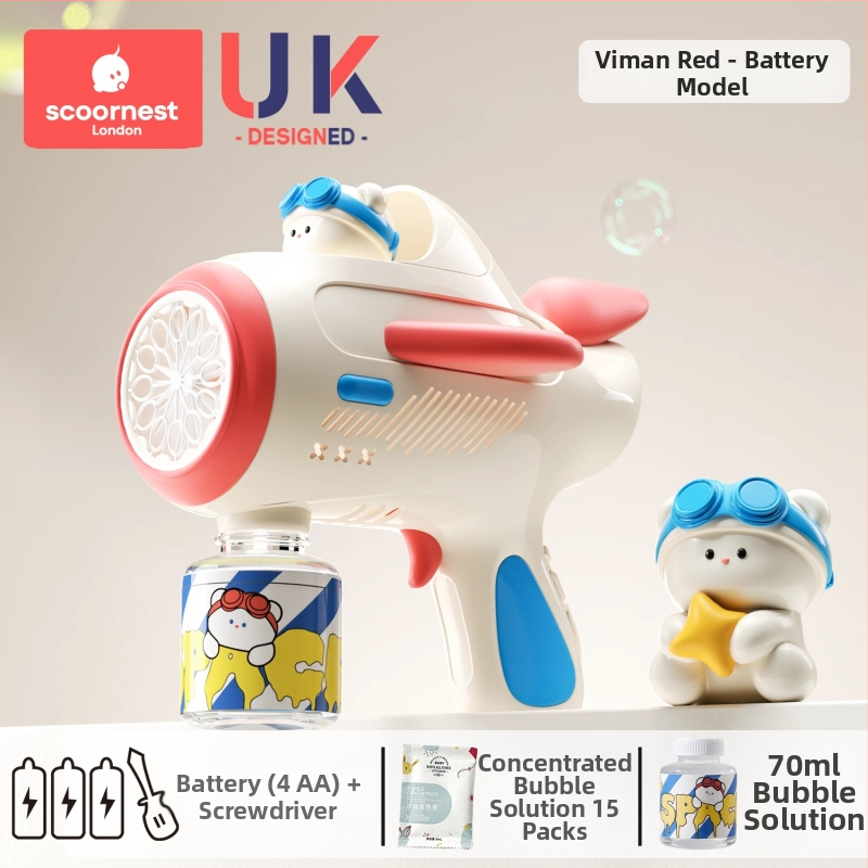 Gyerekeknek buborékfújópisztoly – teljesen automata, nem toxikus, a márka KESCOORL; tartalmaz buborékoldat és koncentrátumokat; akkumulátoros és újratölthető verziók