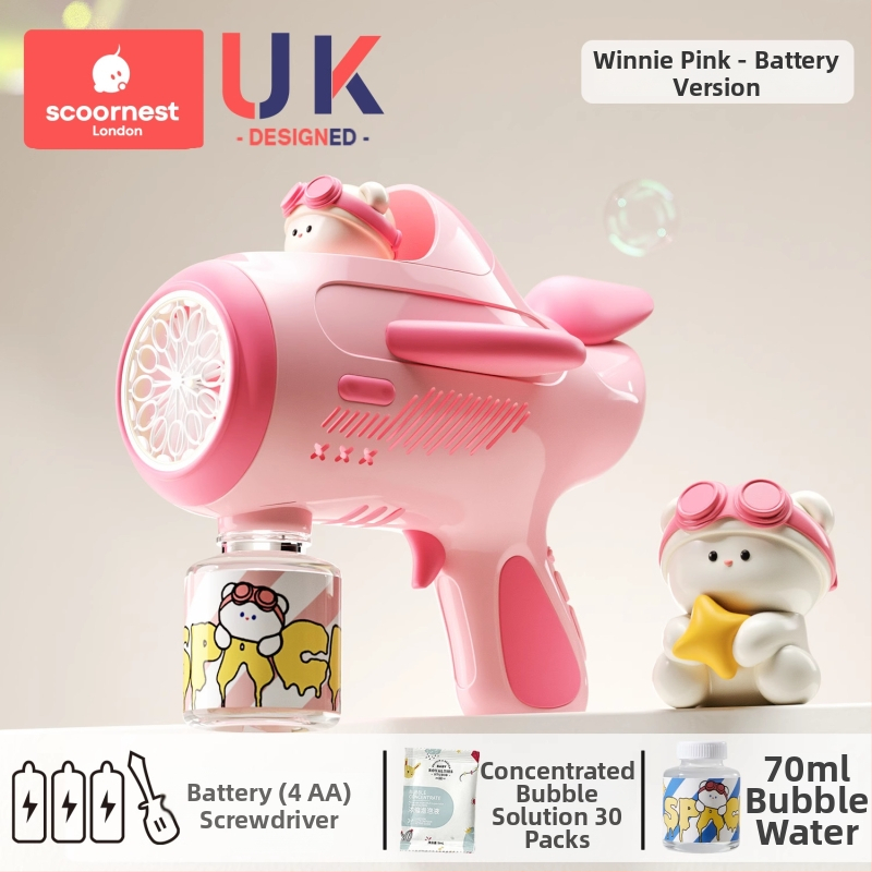 Gyerekeknek buborékfújópisztoly – teljesen automata, nem toxikus, a márka KESCOORL; tartalmaz buborékoldat és koncentrátumokat; akkumulátoros és újratölthető verziók