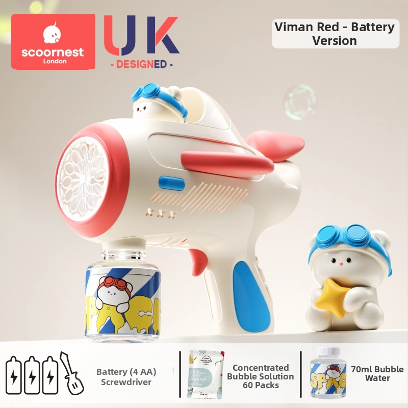 Gyerekeknek buborékfújópisztoly – teljesen automata, nem toxikus, a márka KESCOORL; tartalmaz buborékoldat és koncentrátumokat; akkumulátoros és újratölthető verziók