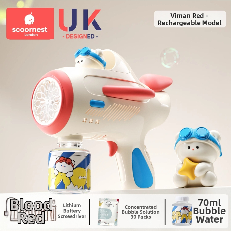 Gyerekeknek buborékfújópisztoly – teljesen automata, nem toxikus, a márka KESCOORL; tartalmaz buborékoldat és koncentrátumokat; akkumulátoros és újratölthető verziók