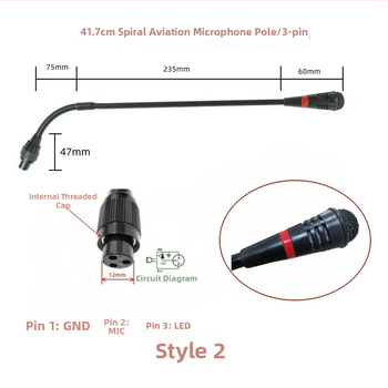 Gooseneck konferenčný mikrofón s trojpínovým štvorkonduktorovým avionovým konektorom, káblový, 20Hz-20kHz, SNR ≥70dB