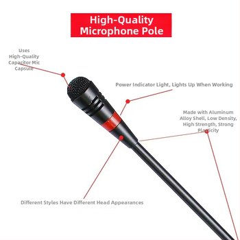 Gooseneck konferenčný mikrofón s trojpínovým štvorkonduktorovým avionovým konektorom, káblový, 20Hz-20kHz, SNR ≥70dB