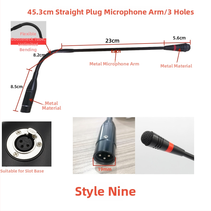 Gooseneck konferenčný mikrofón s trojpínovým štvorkonduktorovým avionovým konektorom, káblový, 20Hz-20kHz, SNR ≥70dB