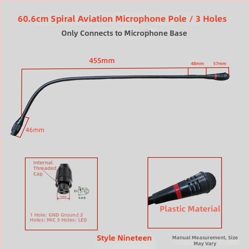 Gooseneck konferenčný mikrofón s trojpínovým štvorkonduktorovým avionovým konektorom, káblový, 20Hz-20kHz, SNR ≥70dB