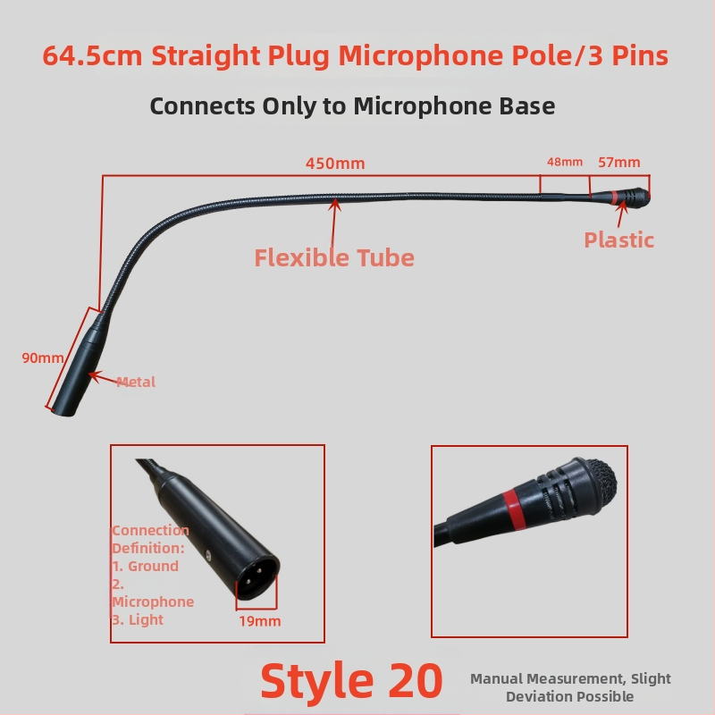 Gooseneck konferenčný mikrofón s trojpínovým štvorkonduktorovým avionovým konektorom, káblový, 20Hz-20kHz, SNR ≥70dB