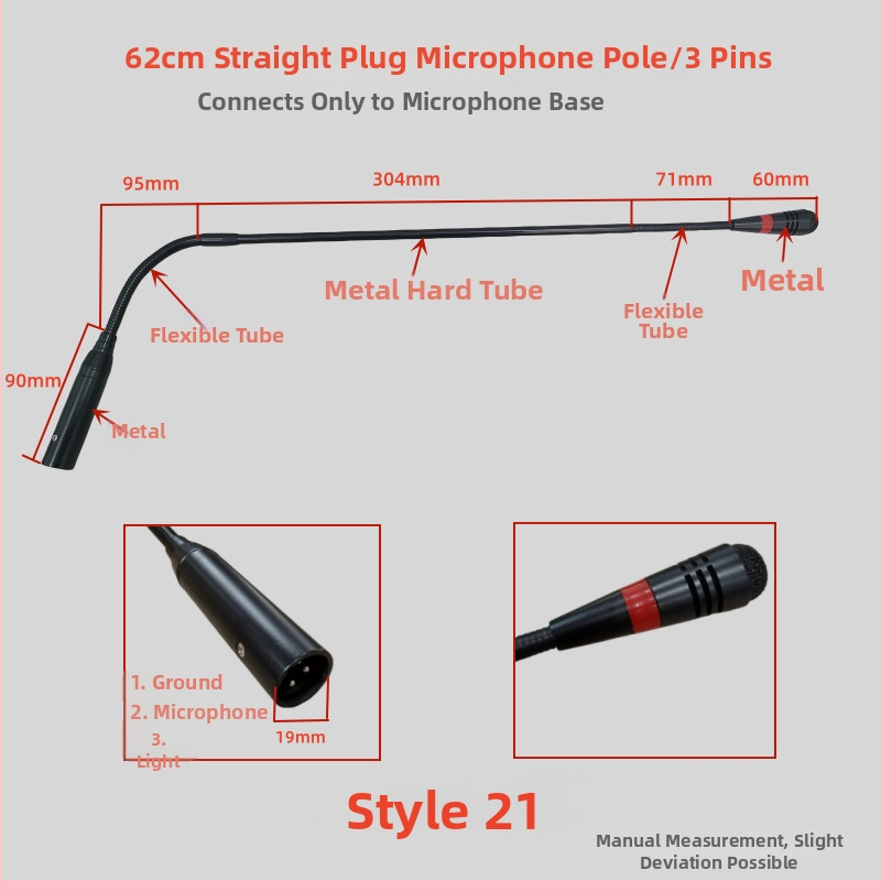 Gooseneck konferenčný mikrofón s trojpínovým štvorkonduktorovým avionovým konektorom, káblový, 20Hz-20kHz, SNR ≥70dB