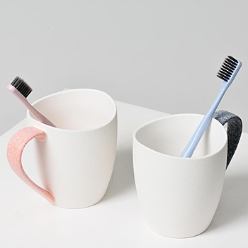 Set de baie din ceramică cu glazură japoneză fulg de zăpadă — trei piese, cu cupe pentru apă de gură și pentru periuța de dinți pentru cupluri