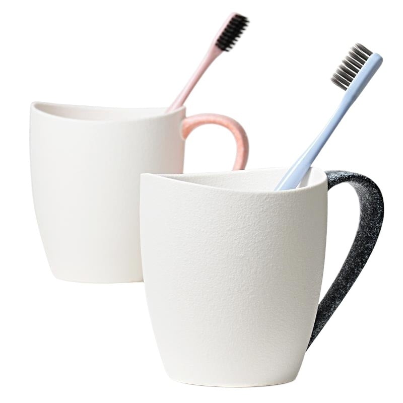 Set de baie din ceramică cu glazură japoneză fulg de zăpadă — trei piese, cu cupe pentru apă de gură și pentru periuța de dinți pentru cupluri