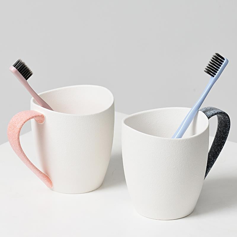 Set de baie din ceramică cu glazură japoneză fulg de zăpadă — trei piese, cu cupe pentru apă de gură și pentru periuța de dinți pentru cupluri