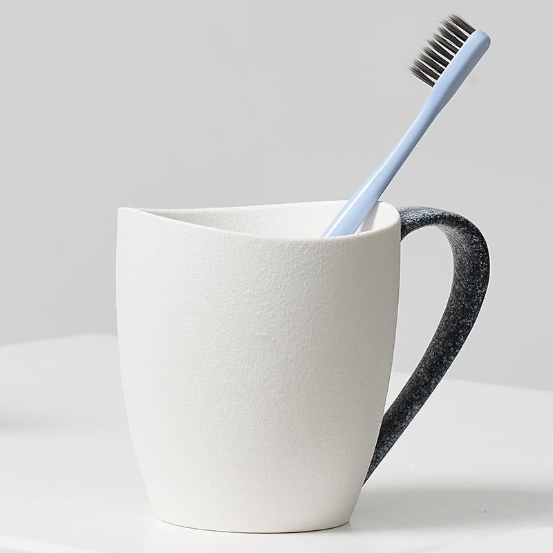 Set de baie din ceramică cu glazură japoneză fulg de zăpadă — trei piese, cu cupe pentru apă de gură și pentru periuța de dinți pentru cupluri