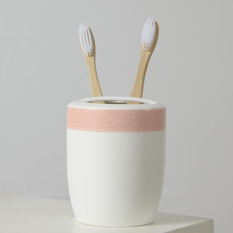 Set de baie din ceramică cu glazură japoneză fulg de zăpadă — trei piese, cu cupe pentru apă de gură și pentru periuța de dinți pentru cupluri
