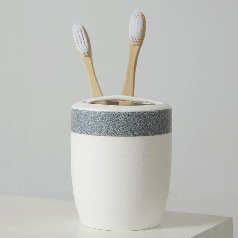 Set de baie din ceramică cu glazură japoneză fulg de zăpadă — trei piese, cu cupe pentru apă de gură și pentru periuța de dinți pentru cupluri