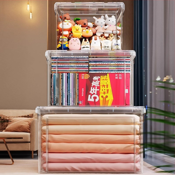 Transparentna PP plastična kutija za pohranu s kotačićima – veliki kapacitet (Model Q-08) za spavaću sobu, odjeću i igračke, otporna na prašinu