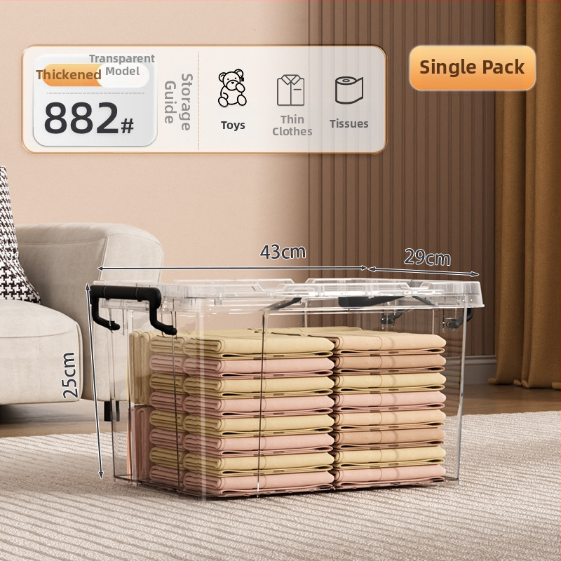 Transparentna PP plastična kutija za pohranu s kotačićima – veliki kapacitet (Model Q-08) za spavaću sobu, odjeću i igračke, otporna na prašinu
