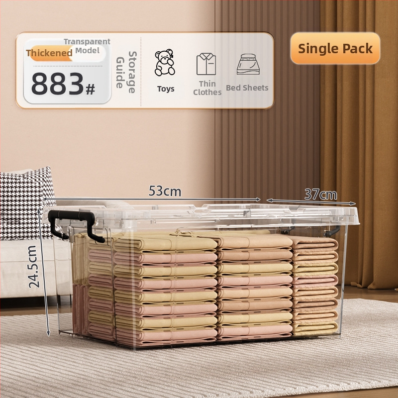 Transparentna PP plastična kutija za pohranu s kotačićima – veliki kapacitet (Model Q-08) za spavaću sobu, odjeću i igračke, otporna na prašinu