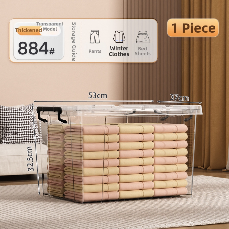 Transparentna PP plastična kutija za pohranu s kotačićima – veliki kapacitet (Model Q-08) za spavaću sobu, odjeću i igračke, otporna na prašinu