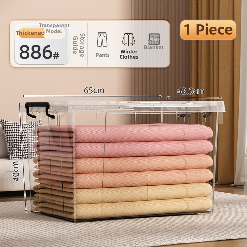 Transparentna PP plastična kutija za pohranu s kotačićima – veliki kapacitet (Model Q-08) za spavaću sobu, odjeću i igračke, otporna na prašinu