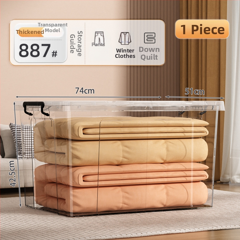 Transparentna PP plastična kutija za pohranu s kotačićima – veliki kapacitet (Model Q-08) za spavaću sobu, odjeću i igračke, otporna na prašinu