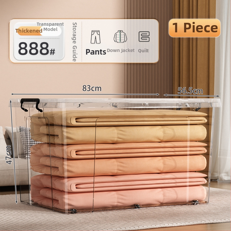 Transparentna PP plastična kutija za pohranu s kotačićima – veliki kapacitet (Model Q-08) za spavaću sobu, odjeću i igračke, otporna na prašinu