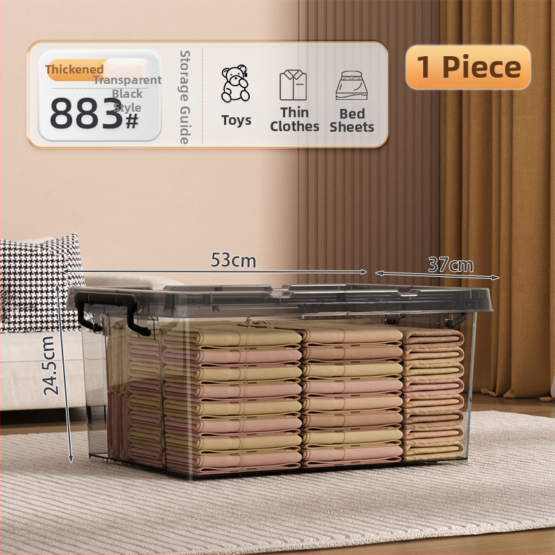 Transparentna PP plastična kutija za pohranu s kotačićima – veliki kapacitet (Model Q-08) za spavaću sobu, odjeću i igračke, otporna na prašinu