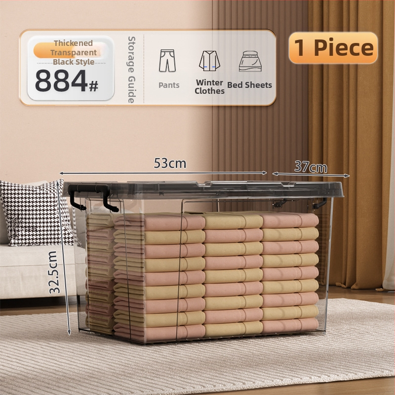 Transparentna PP plastična kutija za pohranu s kotačićima – veliki kapacitet (Model Q-08) za spavaću sobu, odjeću i igračke, otporna na prašinu