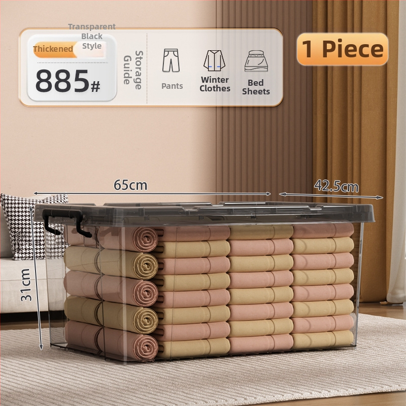 Transparentna PP plastična kutija za pohranu s kotačićima – veliki kapacitet (Model Q-08) za spavaću sobu, odjeću i igračke, otporna na prašinu
