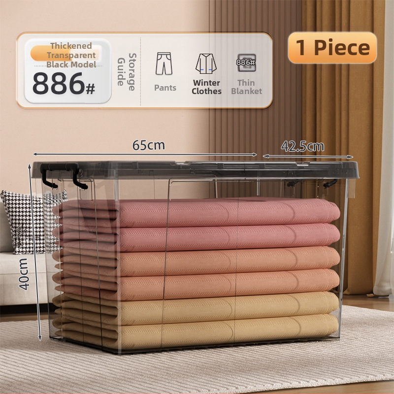 Transparentna PP plastična kutija za pohranu s kotačićima – veliki kapacitet (Model Q-08) za spavaću sobu, odjeću i igračke, otporna na prašinu