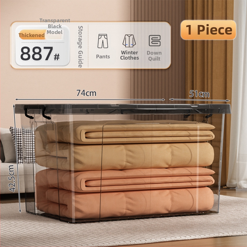 Transparentna PP plastična kutija za pohranu s kotačićima – veliki kapacitet (Model Q-08) za spavaću sobu, odjeću i igračke, otporna na prašinu