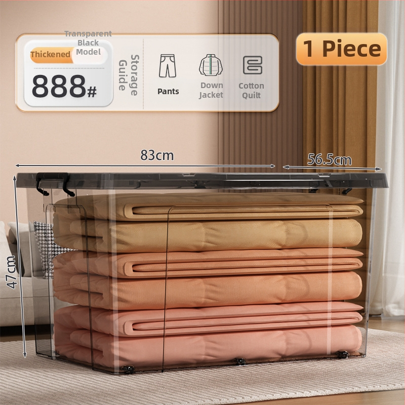 Transparentna PP plastična kutija za pohranu s kotačićima – veliki kapacitet (Model Q-08) za spavaću sobu, odjeću i igračke, otporna na prašinu