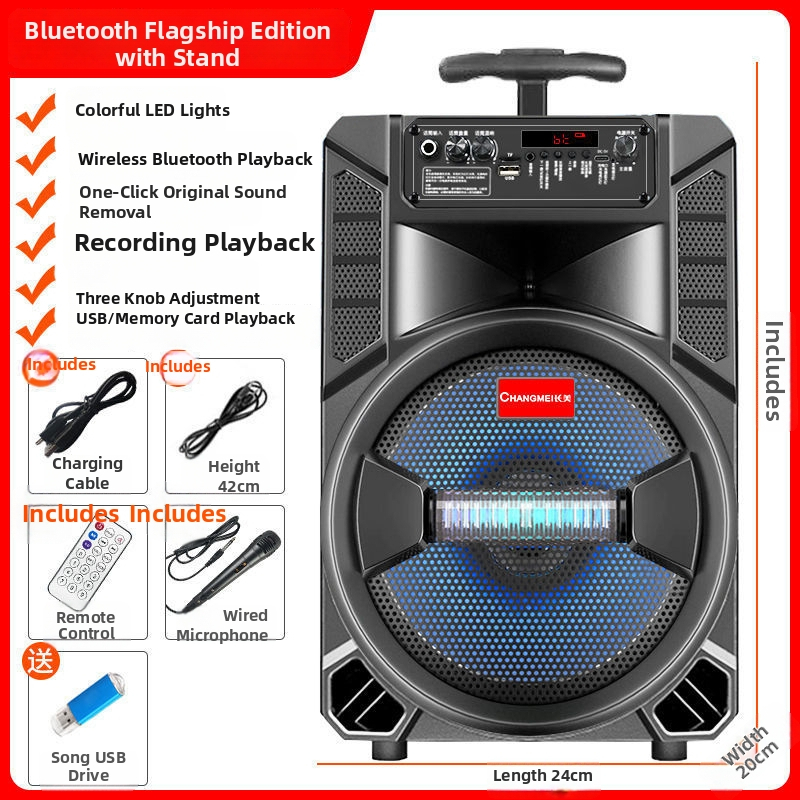Bluetooth karaoke zvučnik s ugrađenom baterijom, prijenosan za vanjsku upotrebu, snažan zvuk