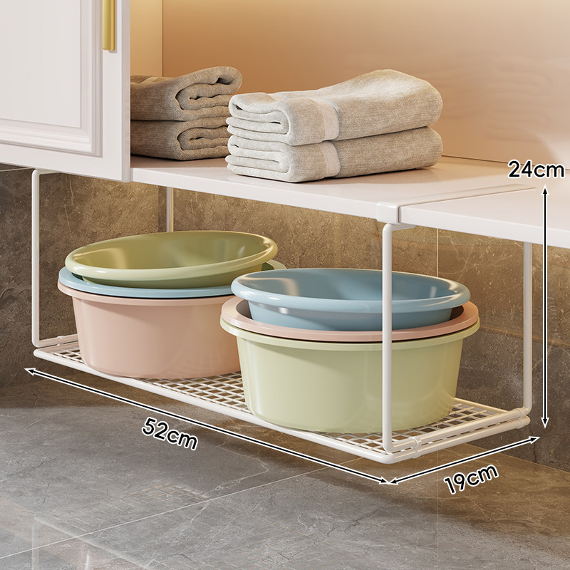 Stalak za pohranu ispod umivaona za kupaonu, željezni, viseći tip, 1 sloj, moderni minimalistčki stil