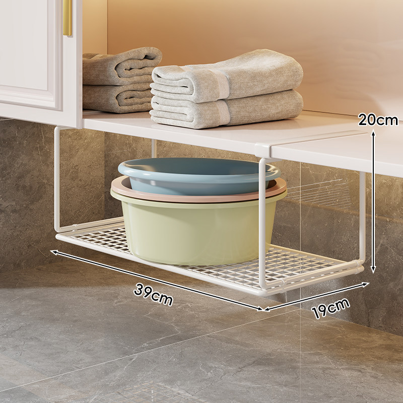 Stalak za pohranu ispod umivaona za kupaonu, željezni, viseći tip, 1 sloj, moderni minimalistčki stil