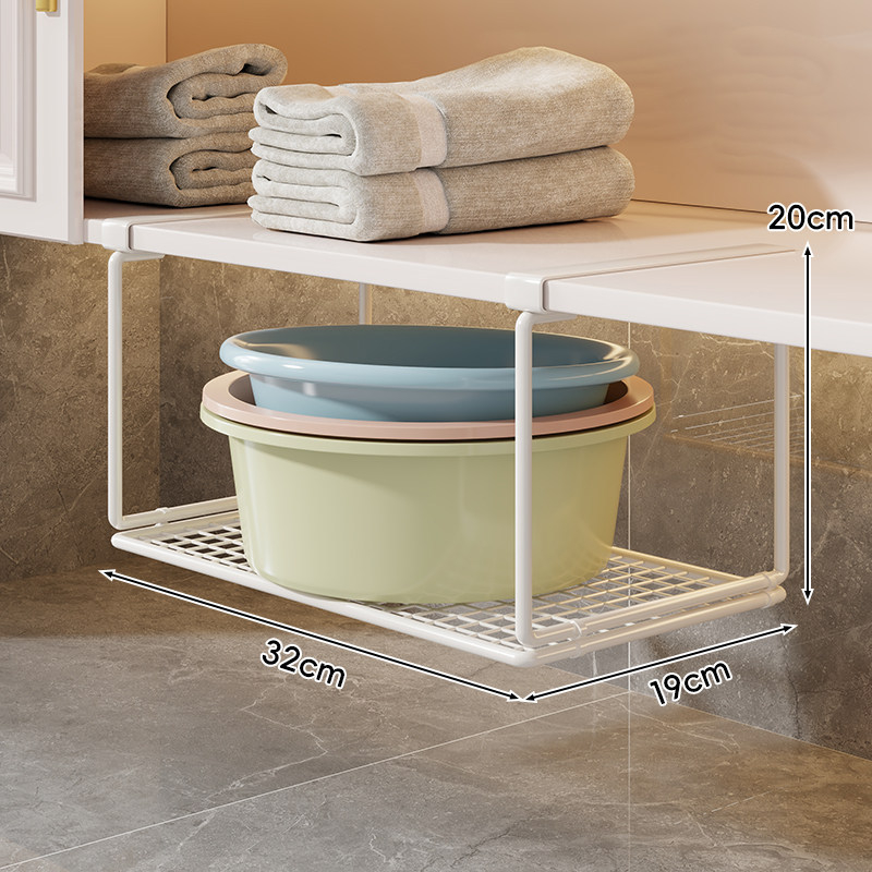 Stalak za pohranu ispod umivaona za kupaonu, željezni, viseći tip, 1 sloj, moderni minimalistčki stil