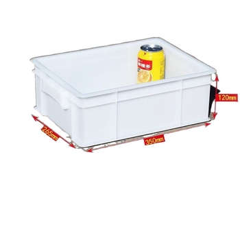 Plastična kutija za skladištenje s poklopcem, model White turnover box; kapacitet 1000 l ili više; ručna prijenos; moguć tisak logotipa; bez montaže