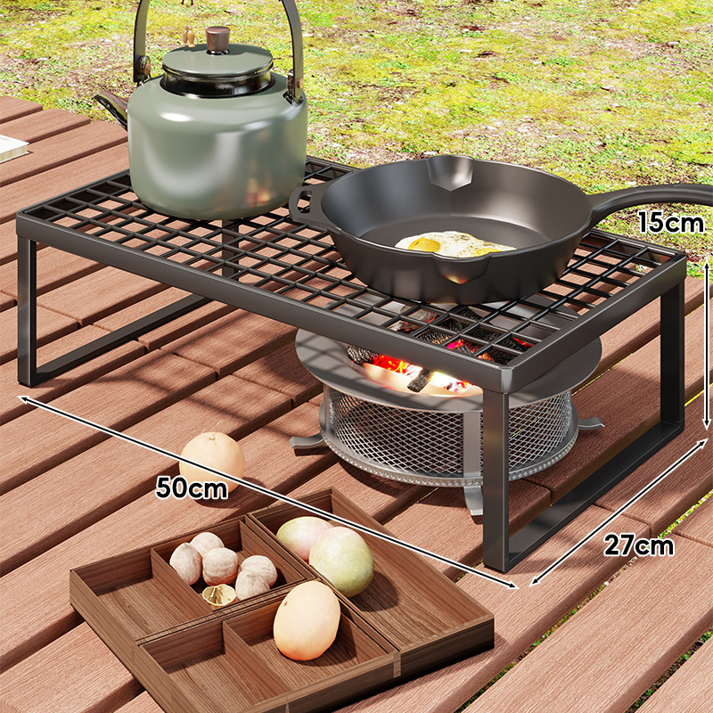 Εξωτερική βάση φούρνου για κάμπινγκ — φορητή σχάρα με επεκτεινόμενη μεταλλική σχάρα για κατσαρόλες (Μάρκα: Mugg, Υλικό: Σίδηρος τέχνης, Σχήμα: Ορθογώνιο, Λειτουργία: Πολλαπλών χρήσεων, Κατηγορία: Ψησταριά, δίχτυ)